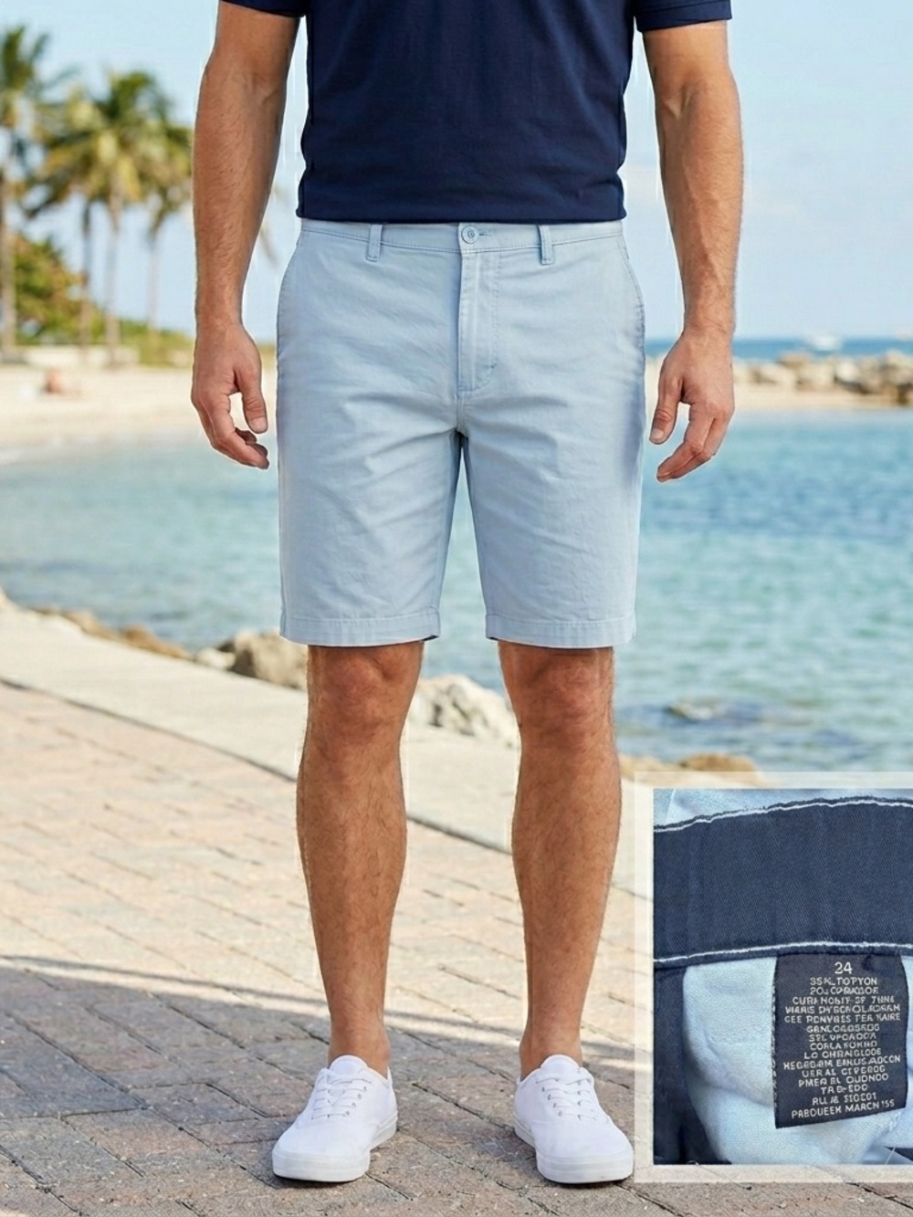 Nat Nast Luxury Originals Men's Shorts Light Blue Cotton Spandex Size 34